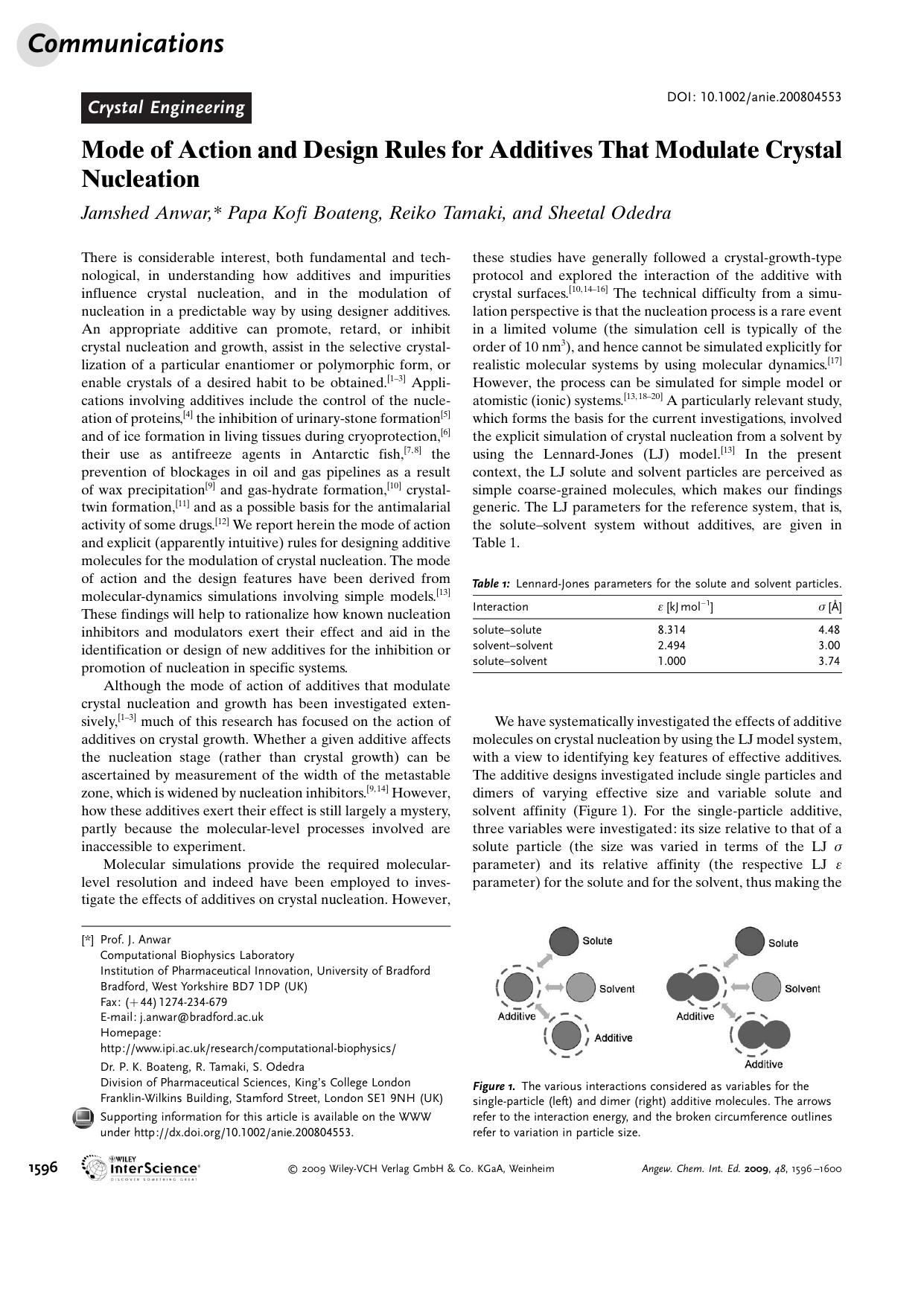 Mode of Action and Design Rules for Additives That Modulate Crystal Nucleation by Unknown