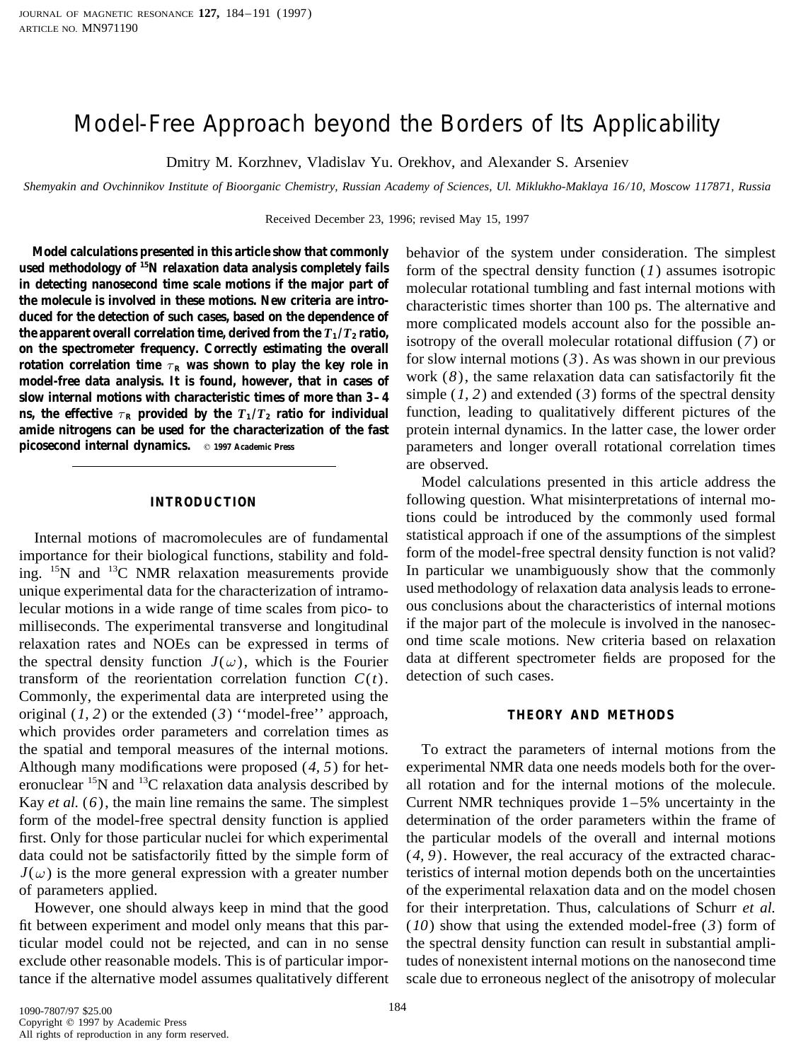 Model-Free Approach beyond the Borders of Its Applicability by Korzhnev D. M. et al