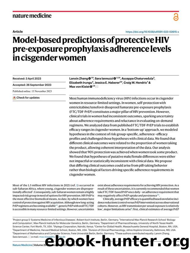 Model-based predictions of protective HIV pre-exposure prophylaxis adherence levels in cisgender women by unknow