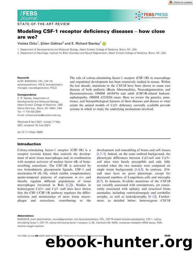 Modeling CSFâ1 receptor deficiency diseases â how close are we? by Unknown