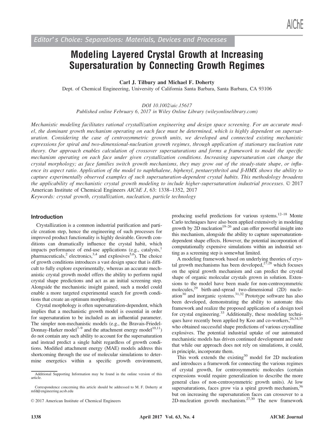 Modeling Layered Crystal Growth at Increasing Supersaturation by Connecting Growth Regimes by Unknown