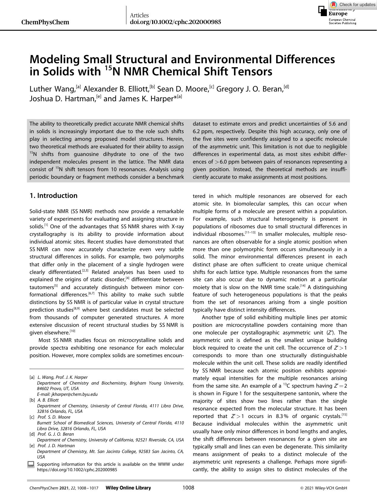 Modeling Small Structural and Environmental Differences in Solids with 15NâNMR Chemical Shift Tensors by Unknown