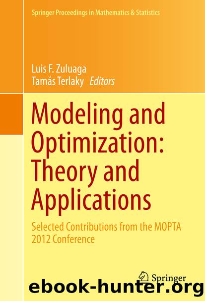 Modeling and Optimization: Theory and Applications by Luis F. Zuluaga & Tamás Terlaky