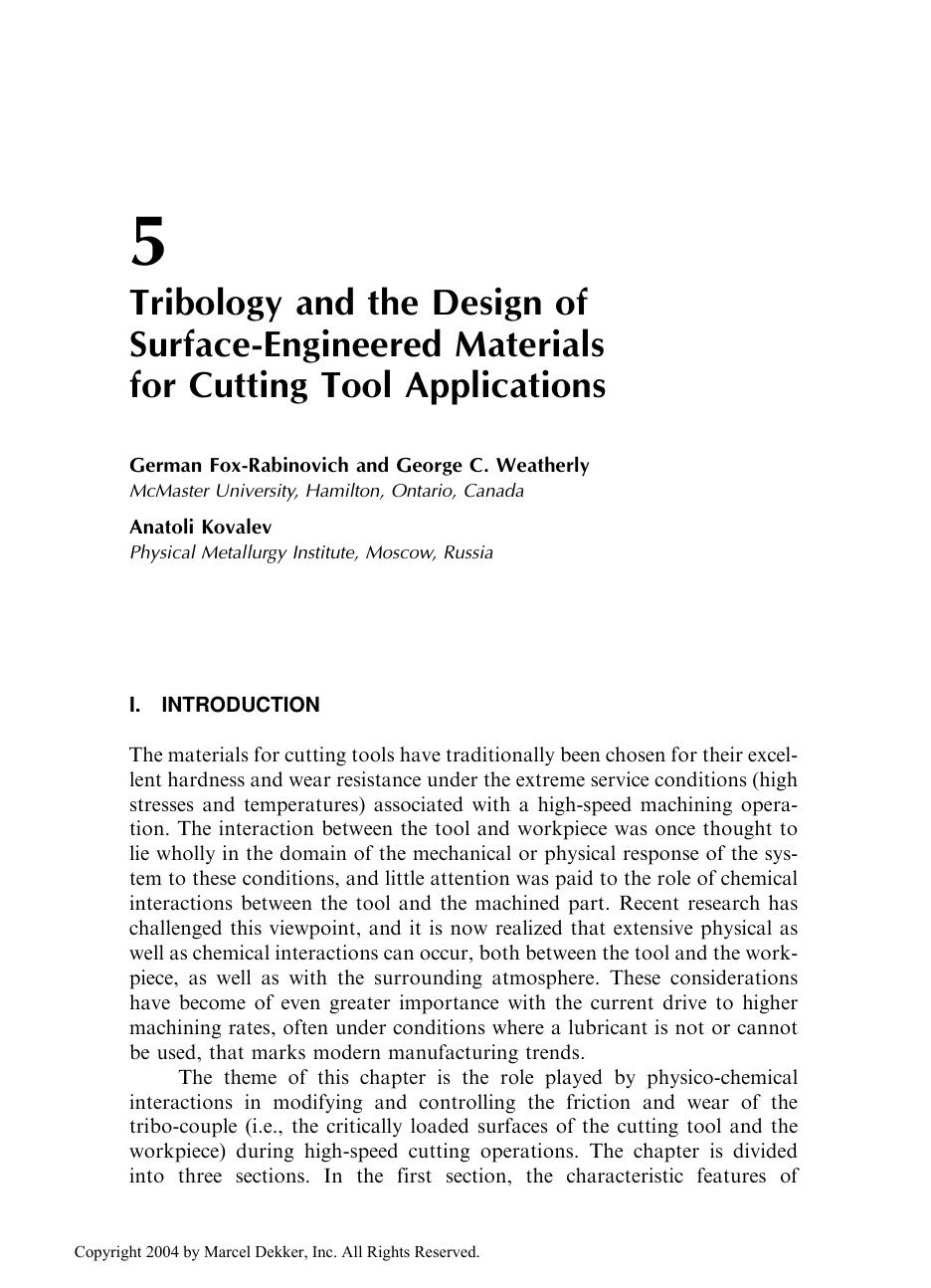 Modeling and Simulation for Material Selection and Mechanical Design by German Fox-Rabinovich George C. Weatherly & German Fox-Rabinovich & Anatoli Kovalev