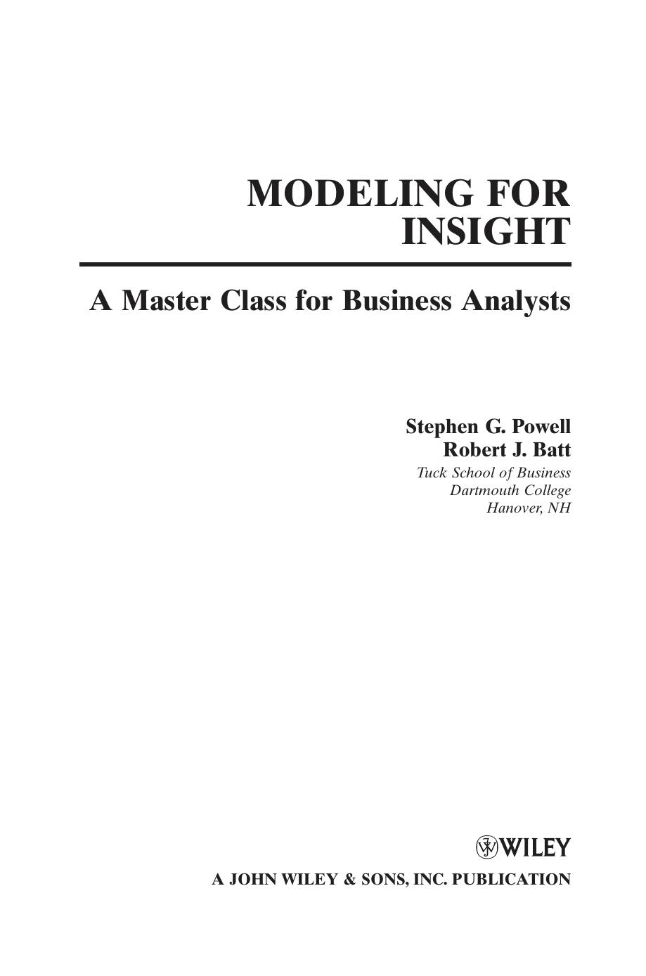 Modeling for Insight: A Master Class for Business Analysts by Unknow