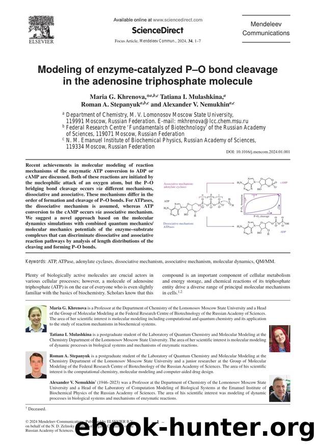 Modeling of enzyme-catalyzed PâO bond cleavage in the adenosine triphosphate molecule by Maria G. Khrenova & Tatiana I. Mulashkina & Roman A. Stepanyuk & Alexander V. Nemukhin