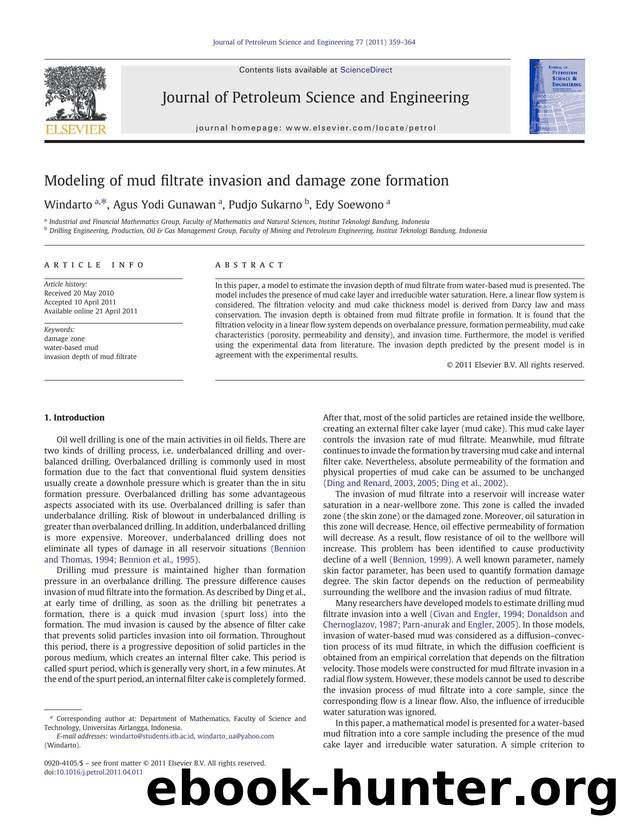 Modeling of mud filtrate invasion and damage zone formation by Windarto & Agus Yodi Gunawan & Pudjo Sukarno & Edy Soewono