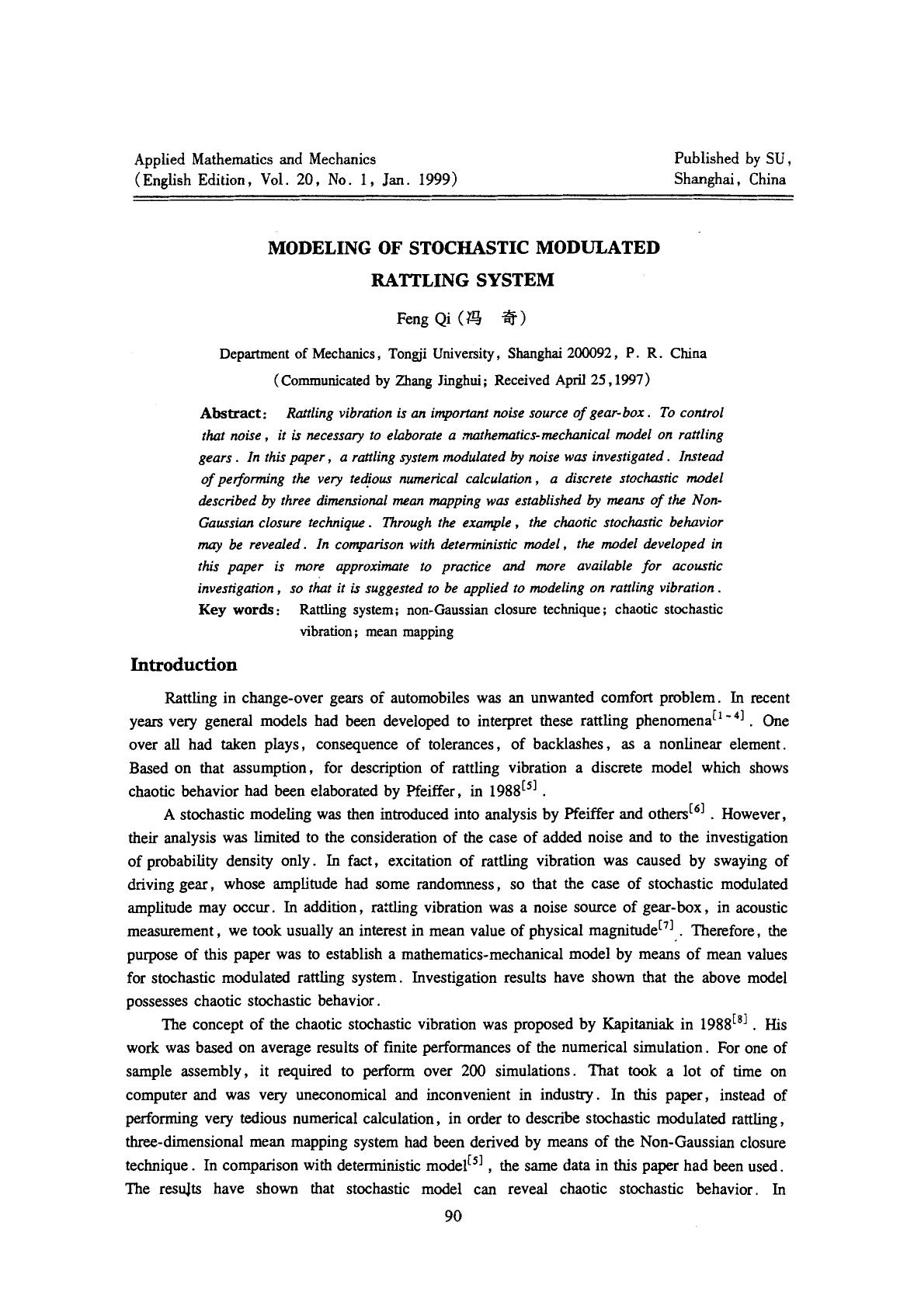 Modeling of stochastic modulated rattling system by Unknown