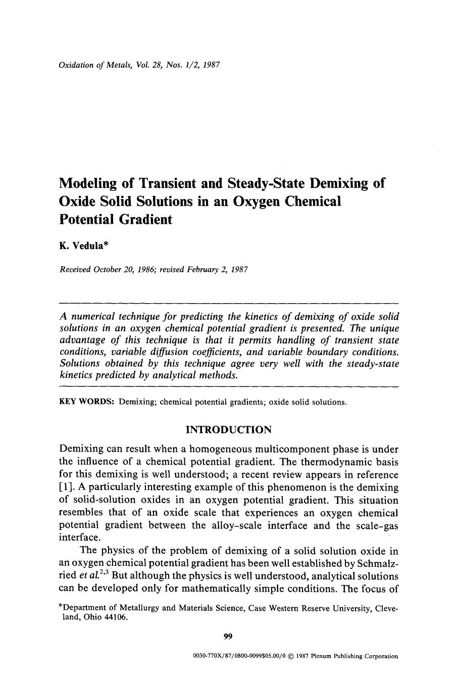 Modeling of transient and steady-state demixing of oxide solid solutions in an oxygen chemical potential gradient by Unknown