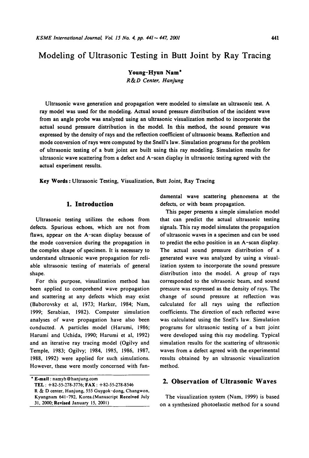 Modeling of ultrasonic testing in butt joint by ray tracing by Unknown