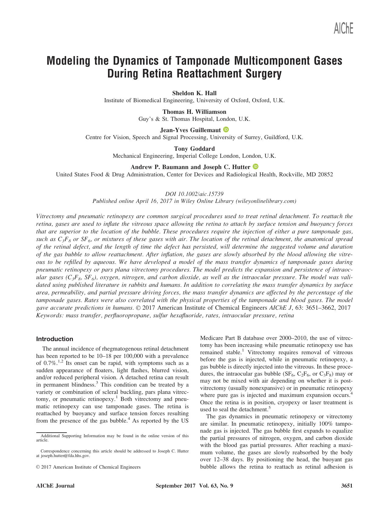 Modeling the Dynamics of Tamponade Multicomponent Gases During Retina Reattachment Surgery by Unknown