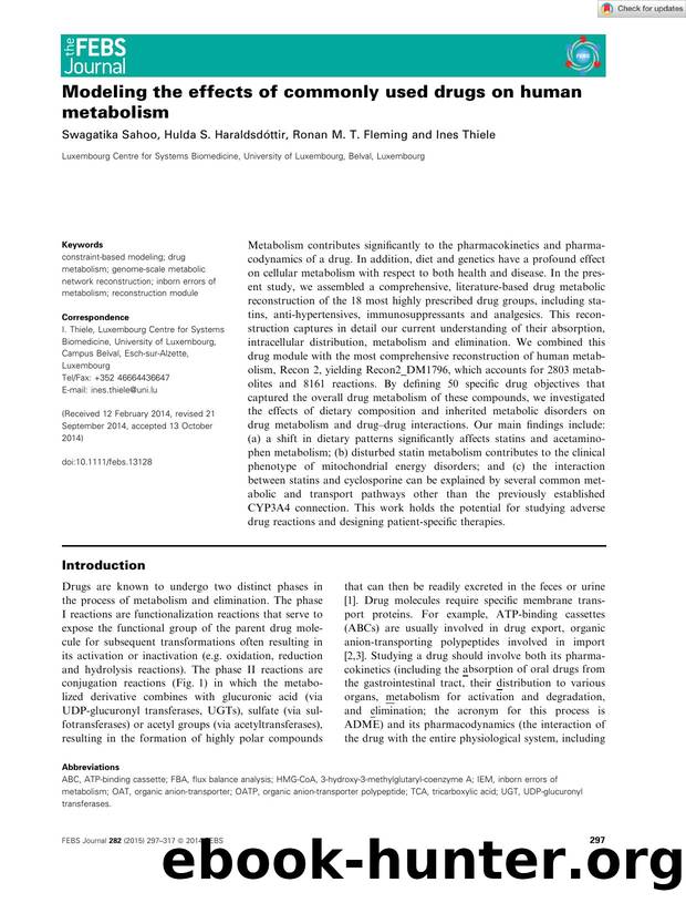 Modeling the effects of commonly used drugs on human metabolism by Unknown