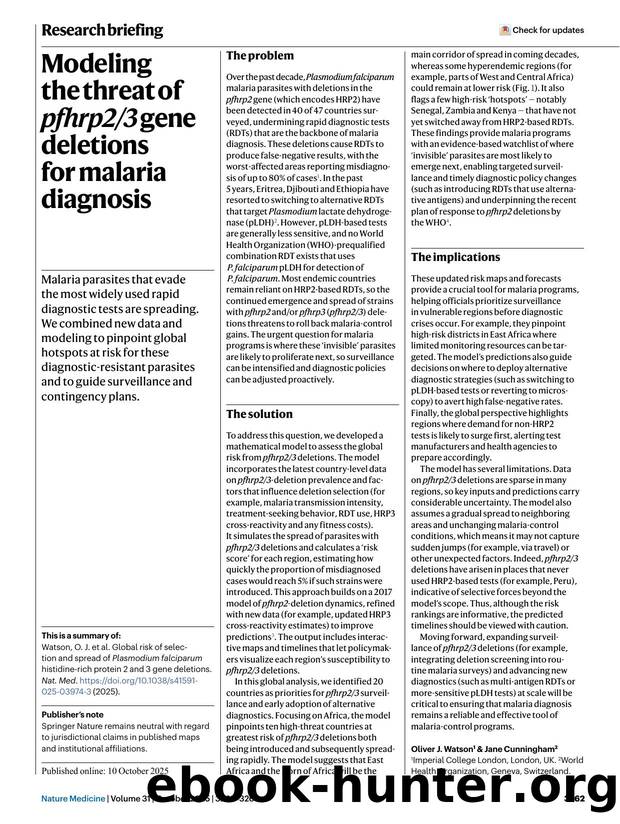 Modeling the threat of pfhrp23 gene deletions for malaria diagnosis by Unknown