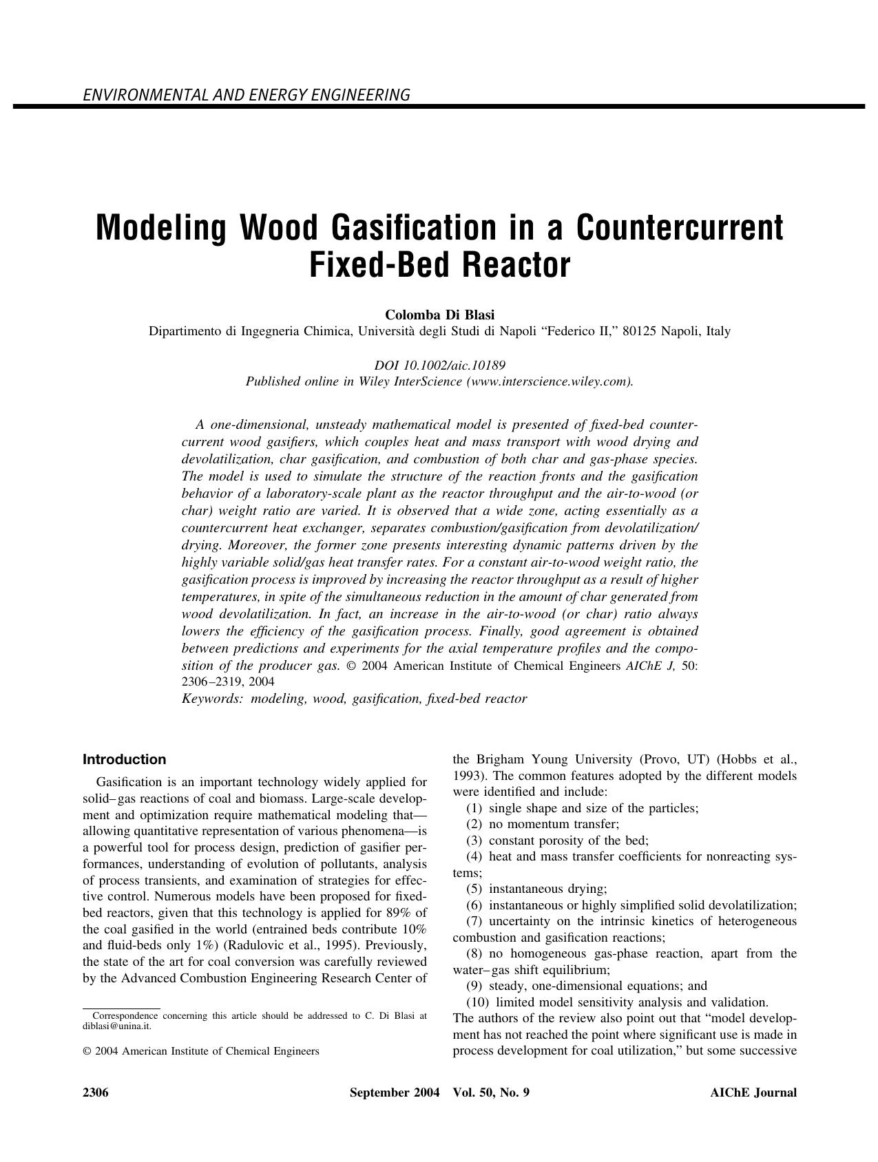 Modeling wood gasification in a countercurrent fixed-bed reactor by Unknown