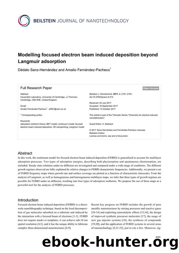 Modelling focused electron beam induced deposition beyond Langmuir adsorption by Dédalo Sanz-Hernández Amalio Fernández-Pacheco