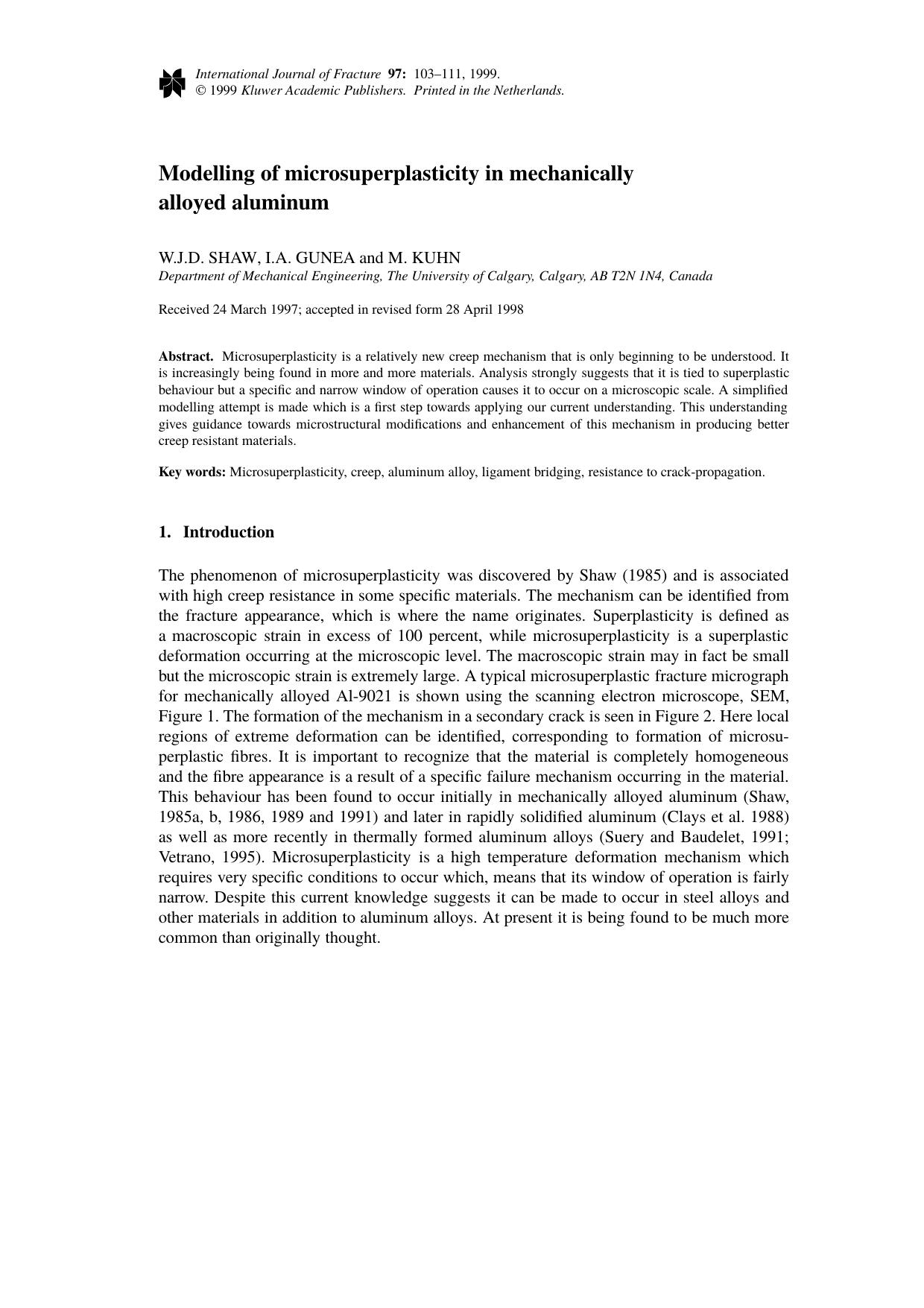 Modelling of microsuperplasticity in mechanically alloyed aluminum by Unknown