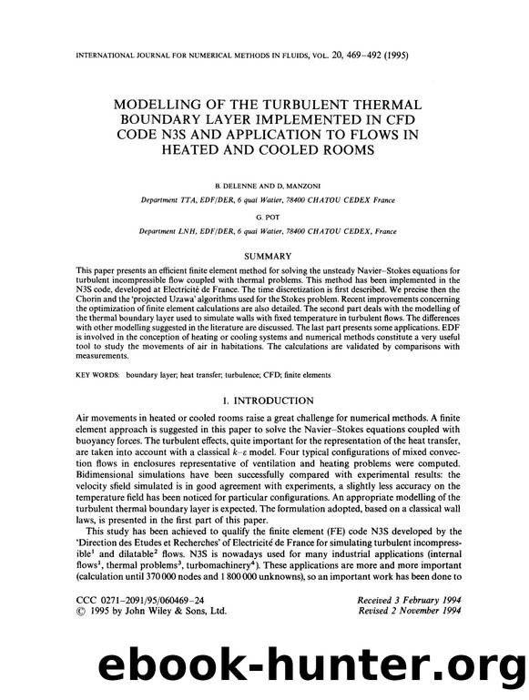 Modelling of the turbulent thermal boundary layer implemented in CFD code N3S and application to flows in heated and cooled rooms by Unknown