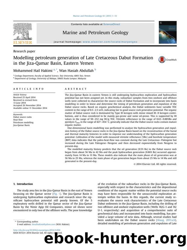 Modelling petroleum generation of Late Cretaceous Dabut Formation in the Jiza-Qamar Basin, Eastern Yemen by Mohammed Hail Hakimi & Wan Hasiah Abdullah