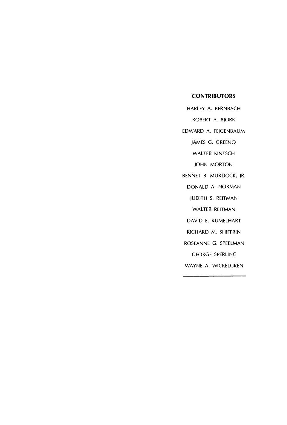 Models of Human Memory by Donald A. Norman (Eds.)