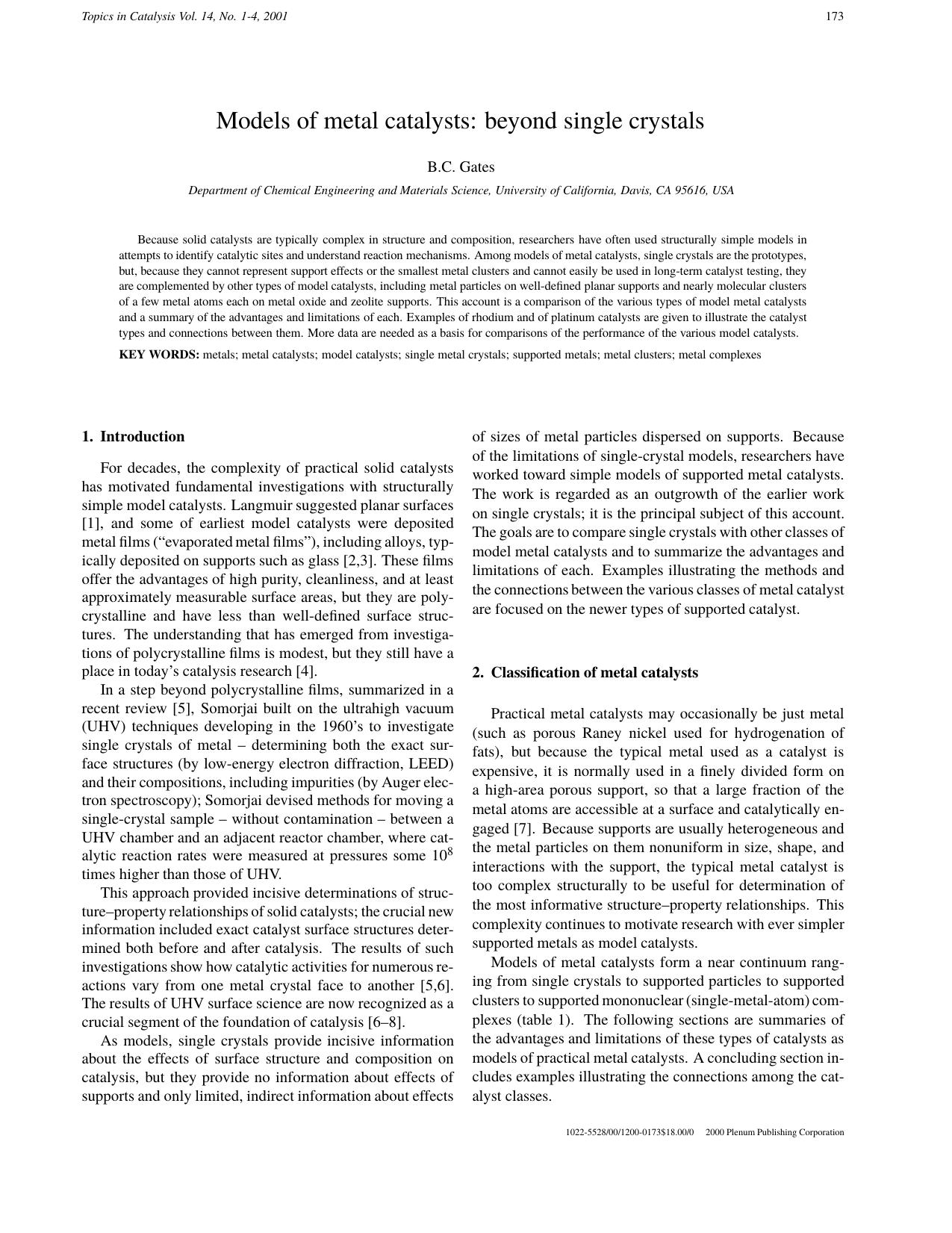 Models of metal catalysts: beyond single crystals by Unknown