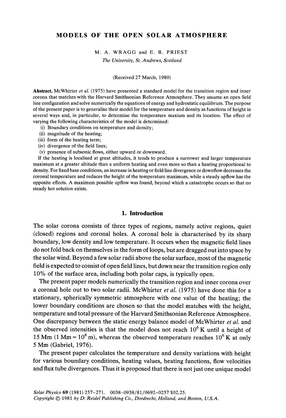 Models of the open solar atmosphere by Unknown