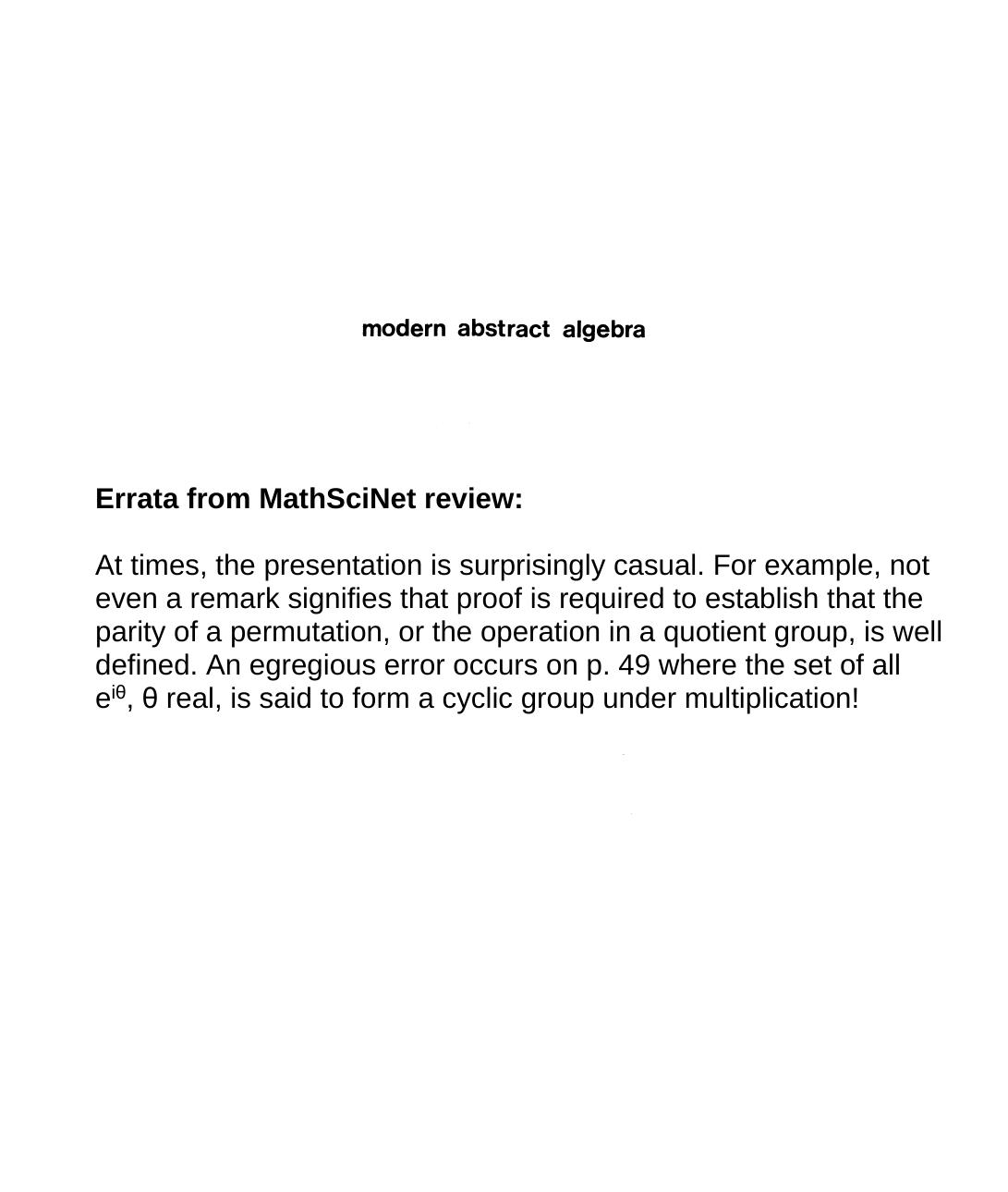 Modern Abstract Algebra by Yutze Chow