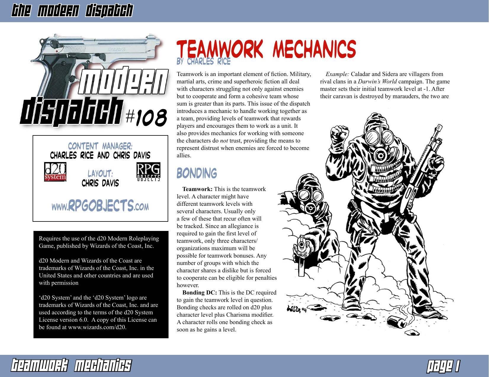 Modern Dispatch 108: Teamwork Mechanics by RPGObjects