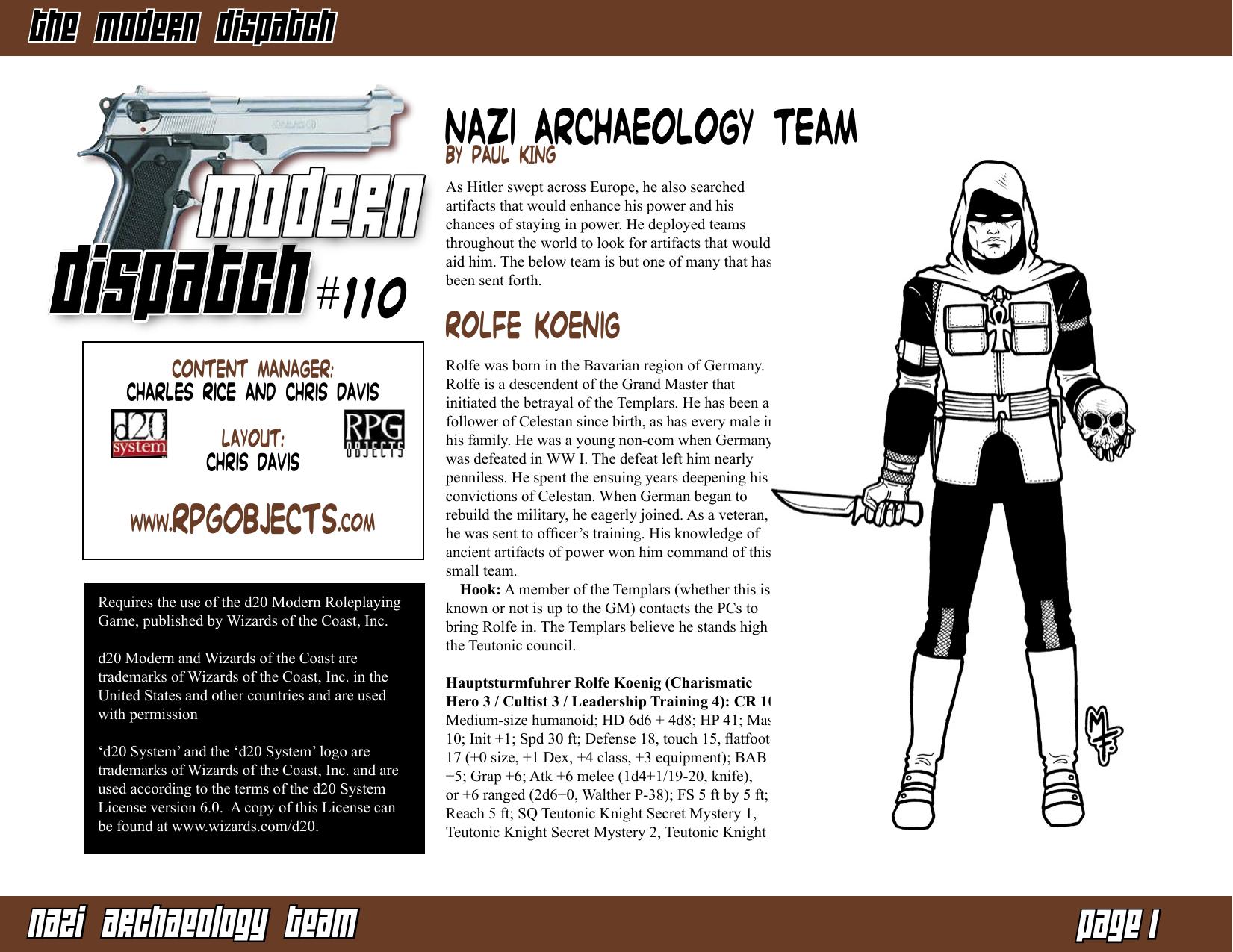 Modern Dispatch 110: Nazi Archaeology Team by RPGObjects