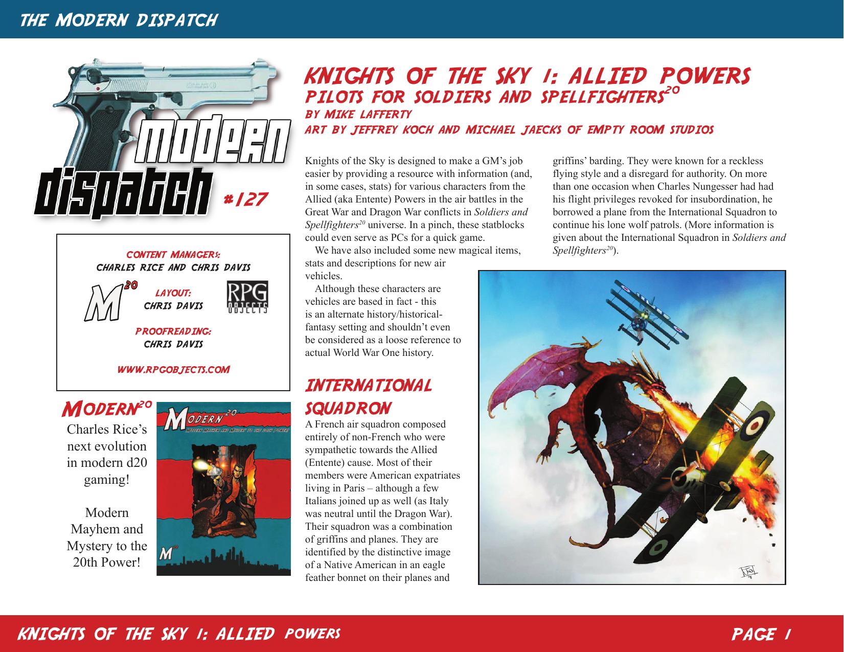 Modern Dispatch 127: Knights of the Sky 1, Allied Powers by RPGObjects