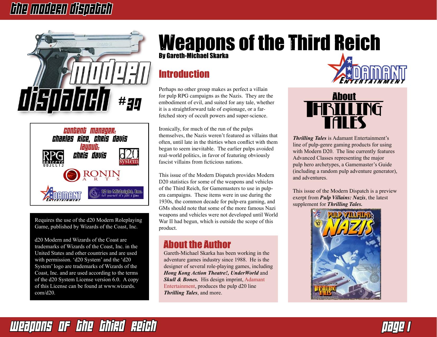 Modern Dispatch 37: Weapons of the Third Reich by Adamant Entertainment