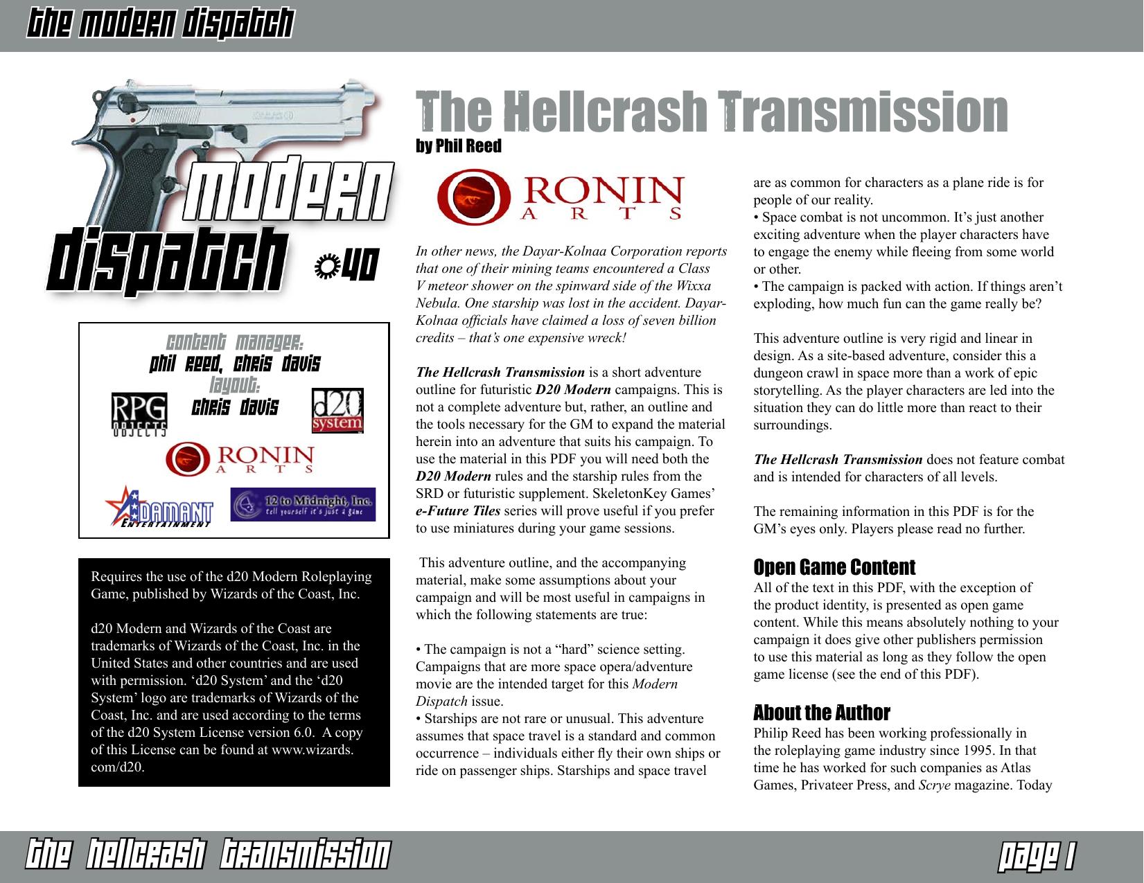 Modern Dispatch 40: The Hellcrash Transmission by Ronin Arts