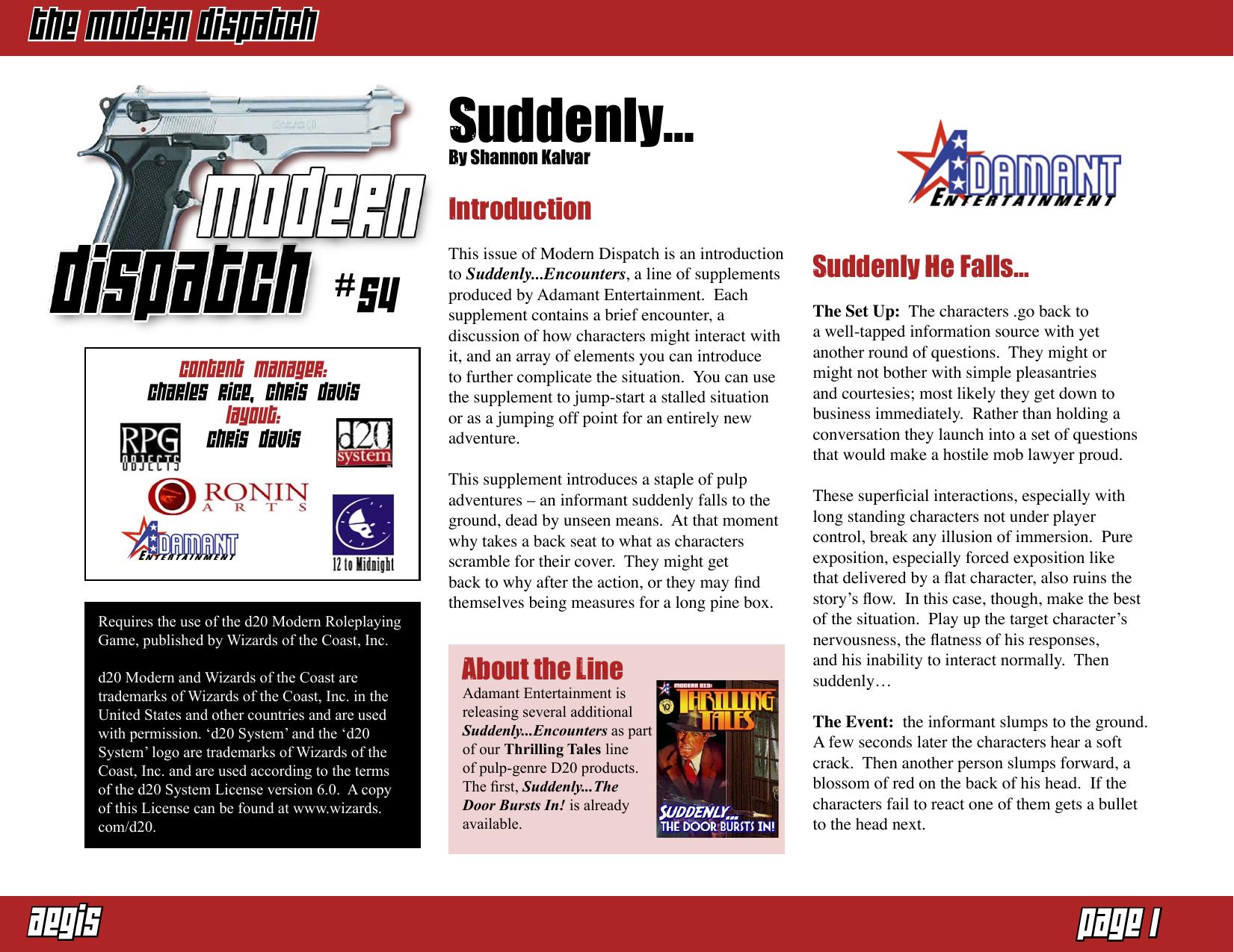 Modern Dispatch 54: Suddenly... by Adamant Entertainment