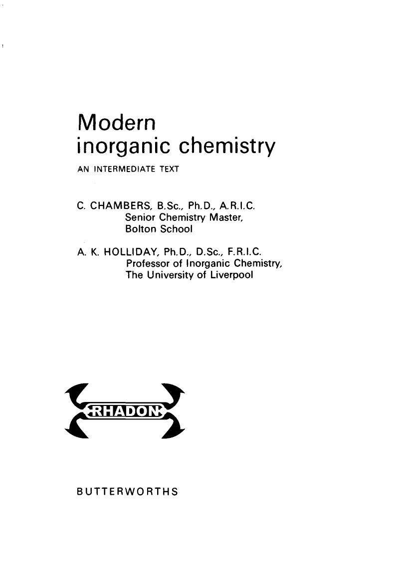 Modern Inorganic Chemistry (Chambers, C.) by Anorgani II