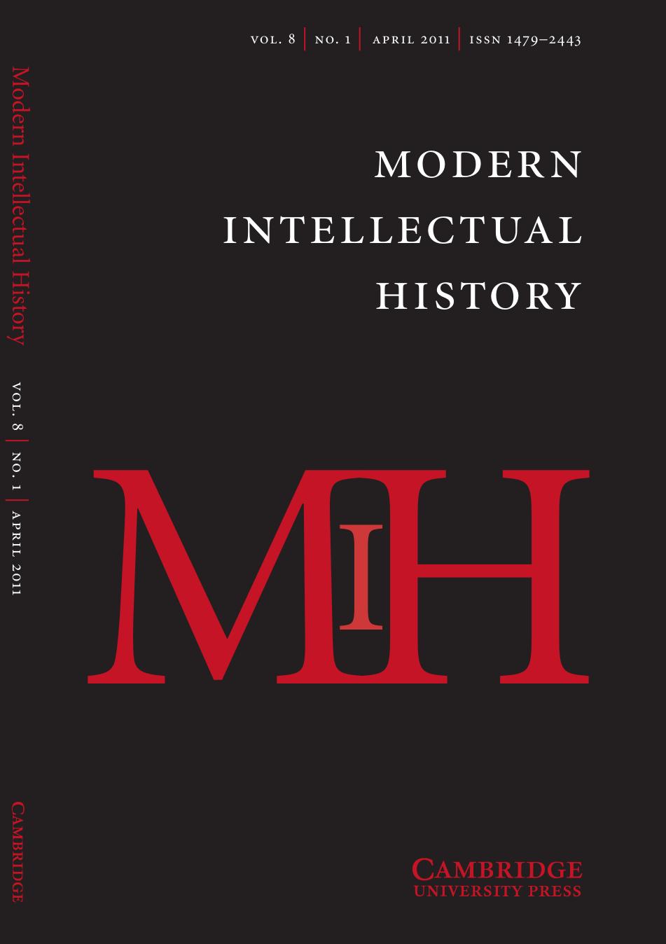 Modern Intellectual History (Volume 08, Issue 01, April 2011) by Charles Capper
