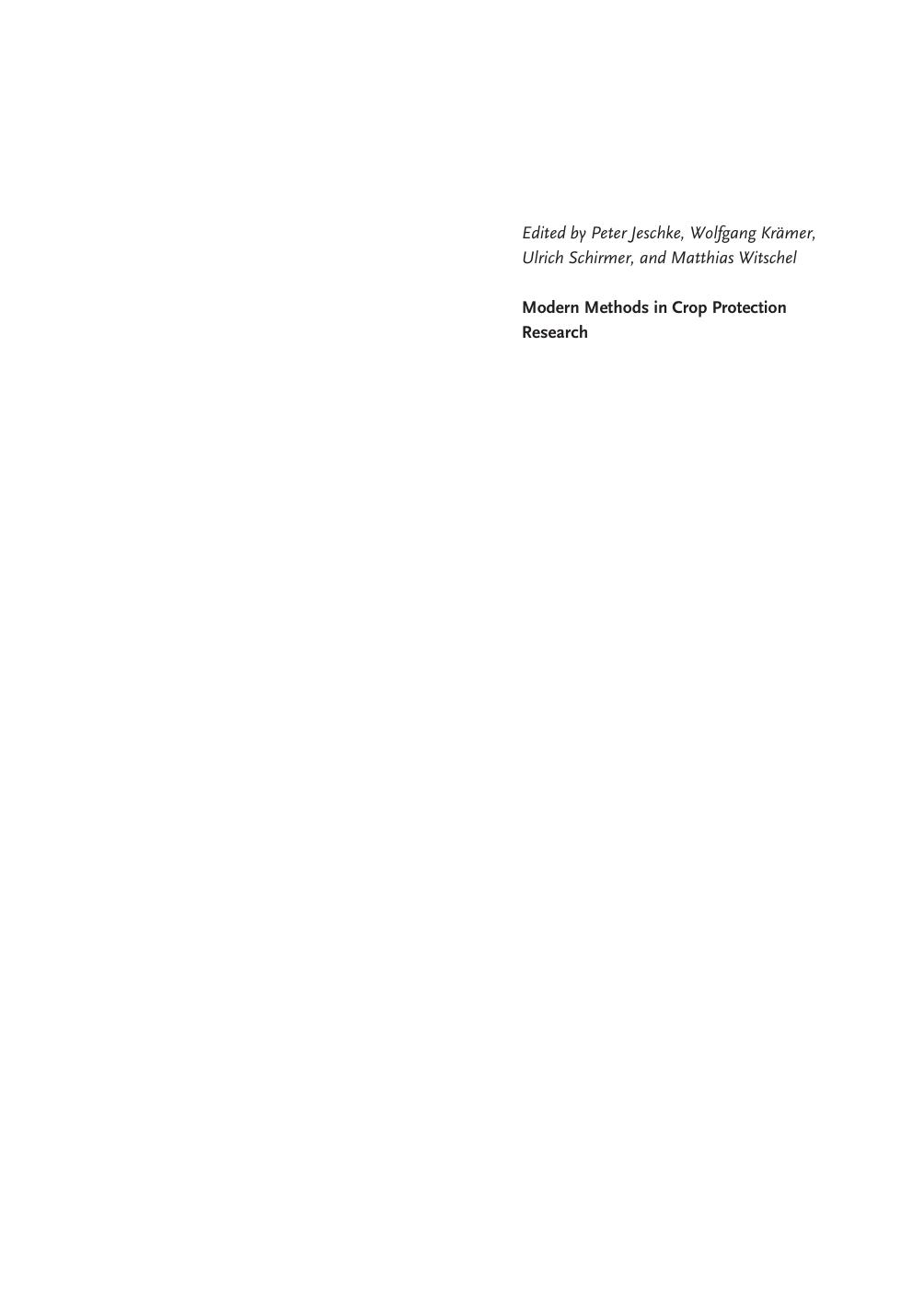 Modern Methods in Crop Protection Research by Unknow