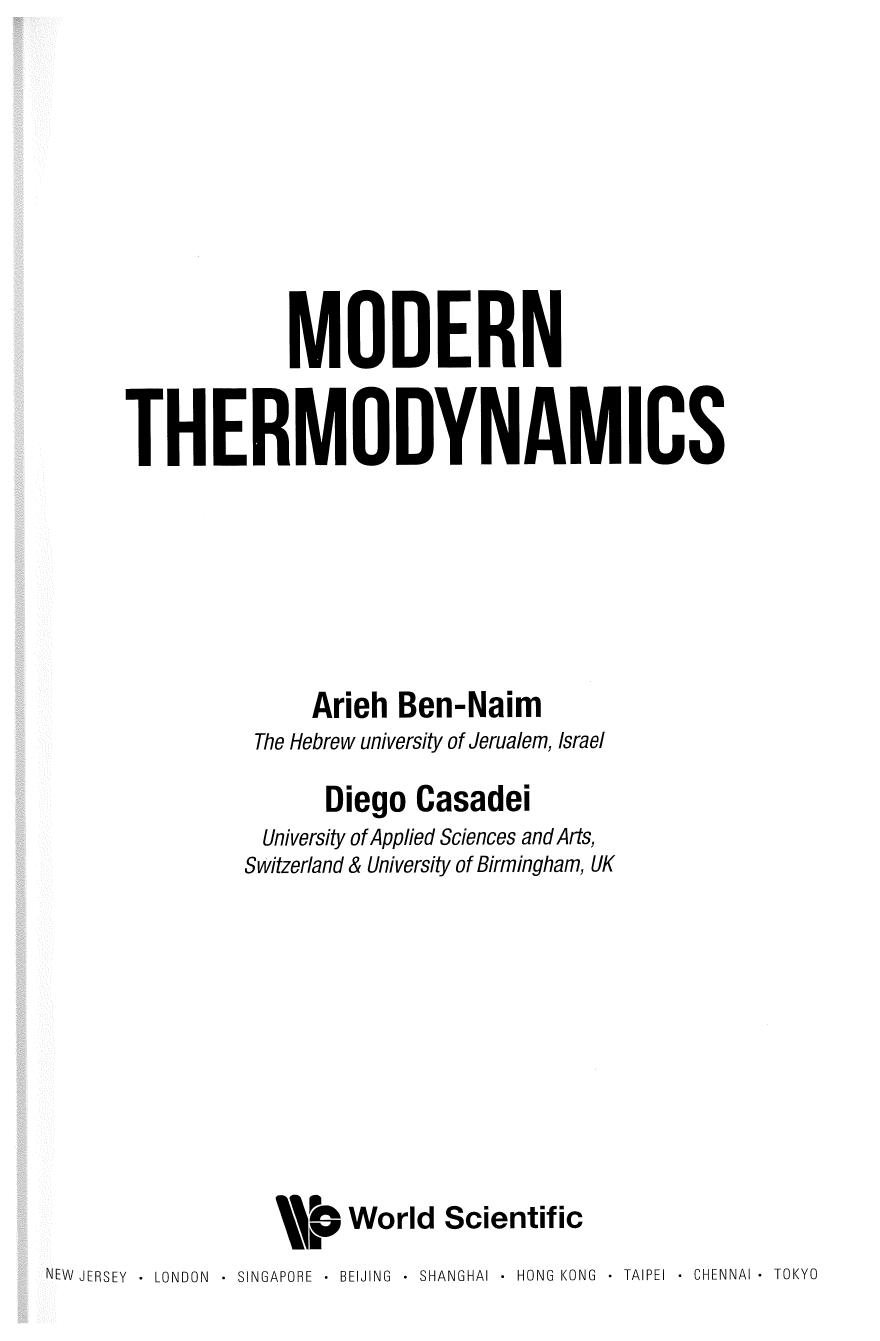 Modern Thermodynamics by Arieh Ben-Naim Diego Casadei