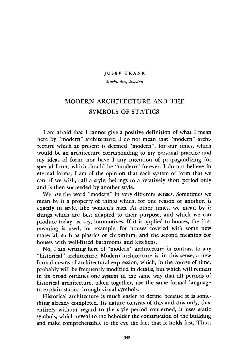 Modern architecture and the symbols of statics by Unknown