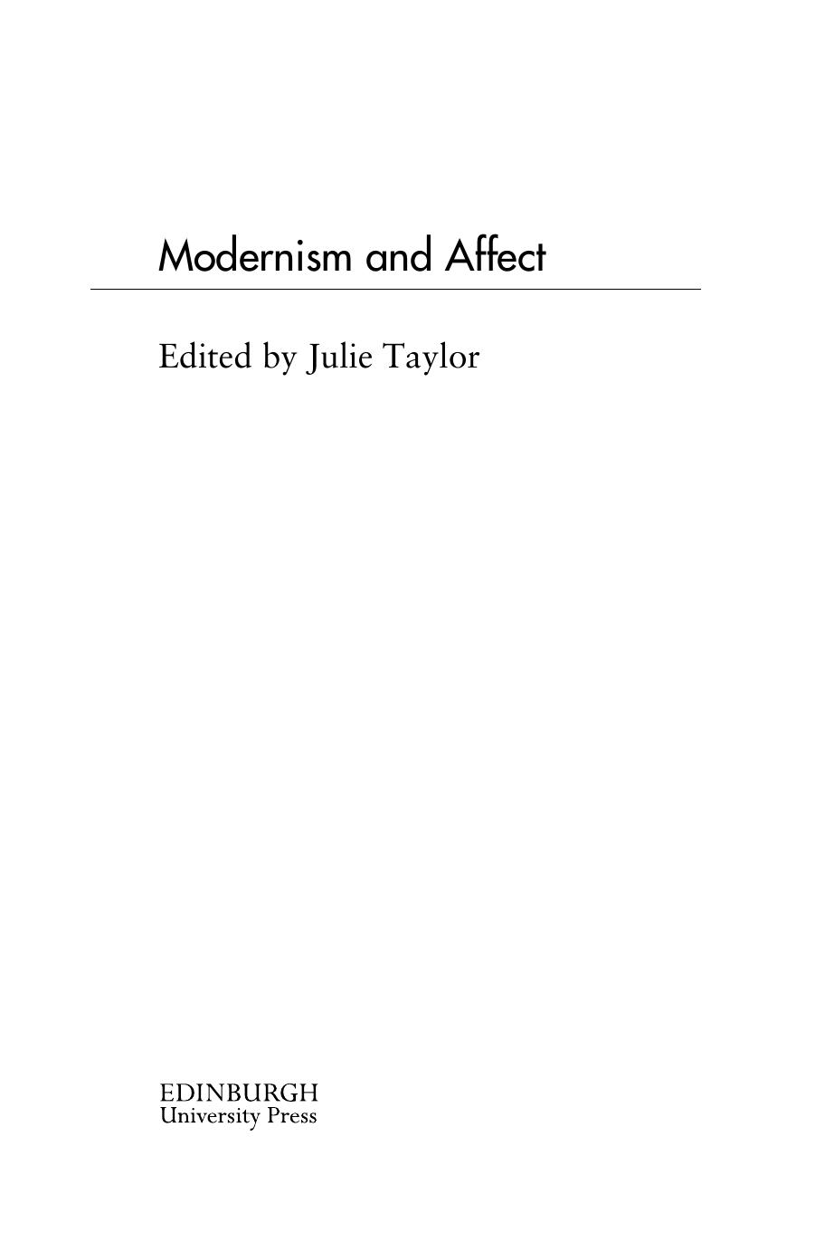 Modernism and Affect by Julie Taylor
