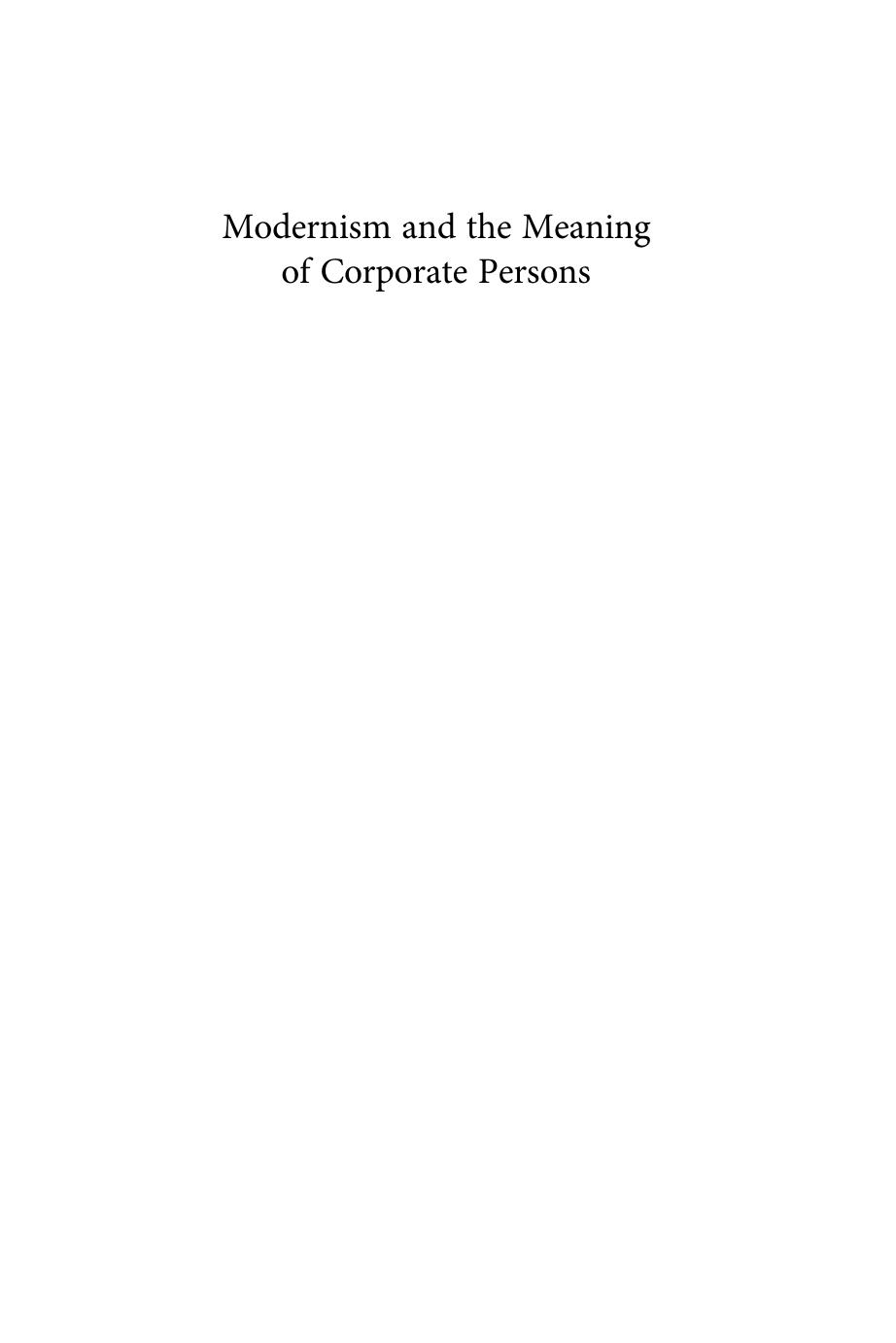 Modernism and the Meaning of Corporate Persons by Lisa Siraganian