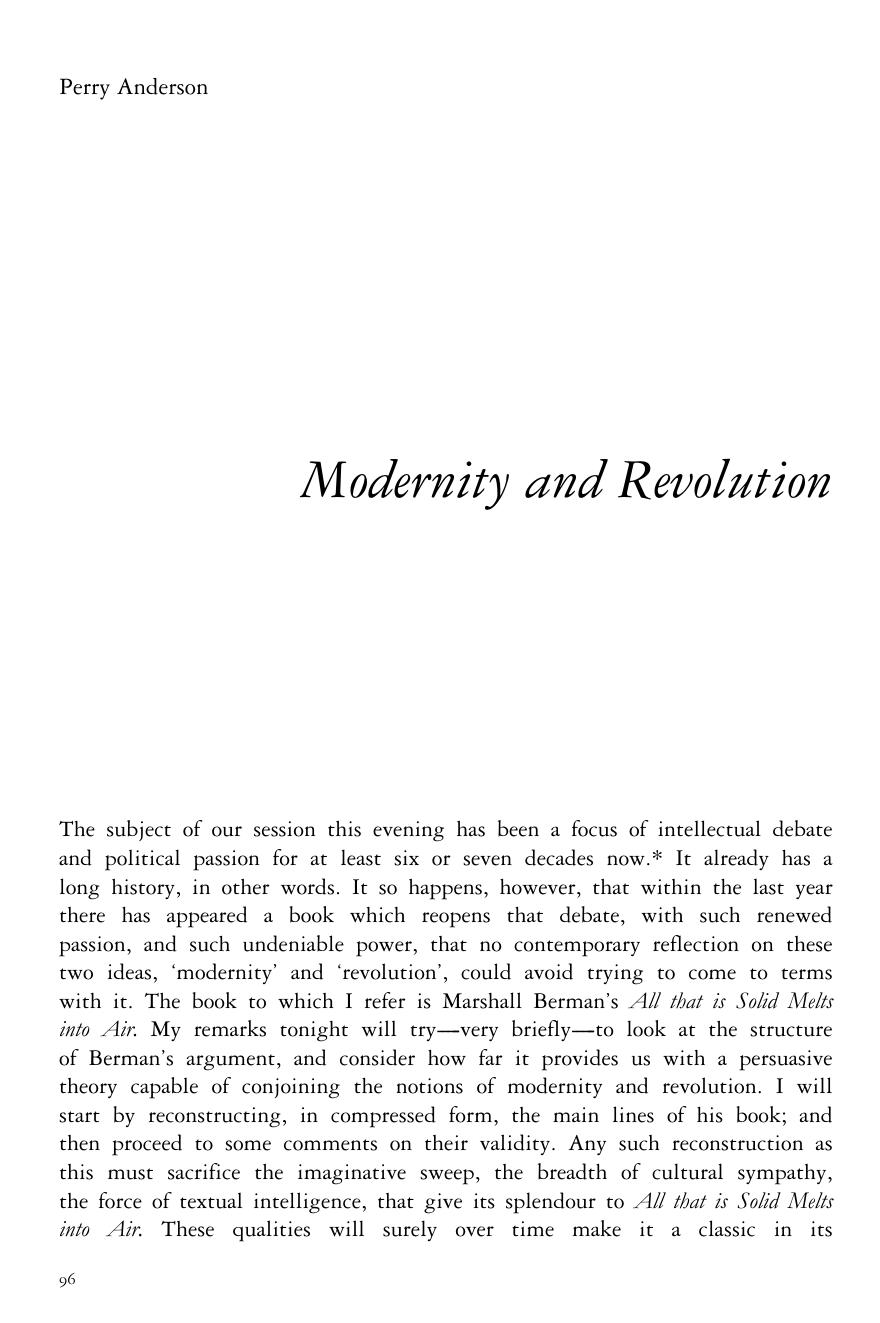 Modernity and Revolution by Perry Anderson