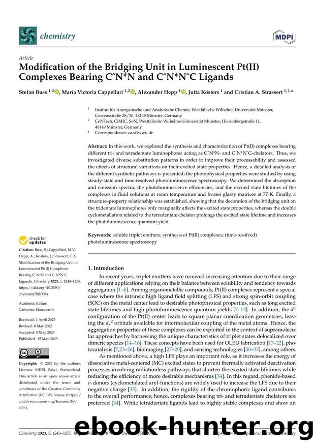 Modification of the Bridging Unit in Luminescent Pt(II) Complexes Bearing C^N*N and C^N*N^C Ligands by Stefan Buss María Victoria Cappellari Alexander Hepp Jutta Kösters & Cristian A. Strassert