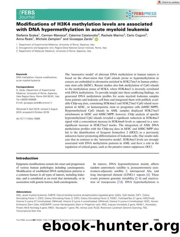 Modifications of H3K4 methylation levels are associated with DNA hypermethylation in acute myeloid leukemia by Unknown