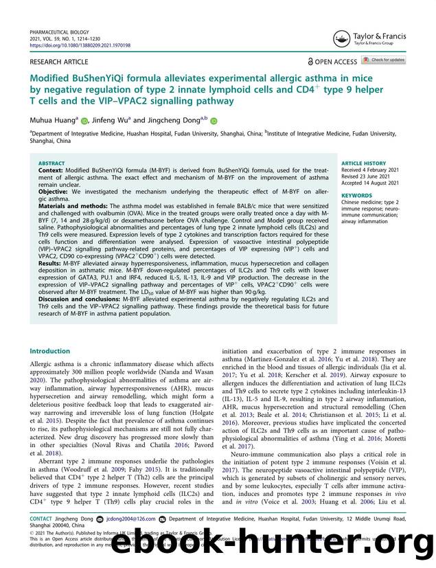 Modified BuShenYiQi formula alleviates experimental allergic asthma in mice by negative regulation of type 2 innate lymphoid cells and CD4+ type 9 helper T cells and the VIPâVPAC2 signalling pathway by Huang Muhua & Wu Jinfeng & Dong Jingcheng