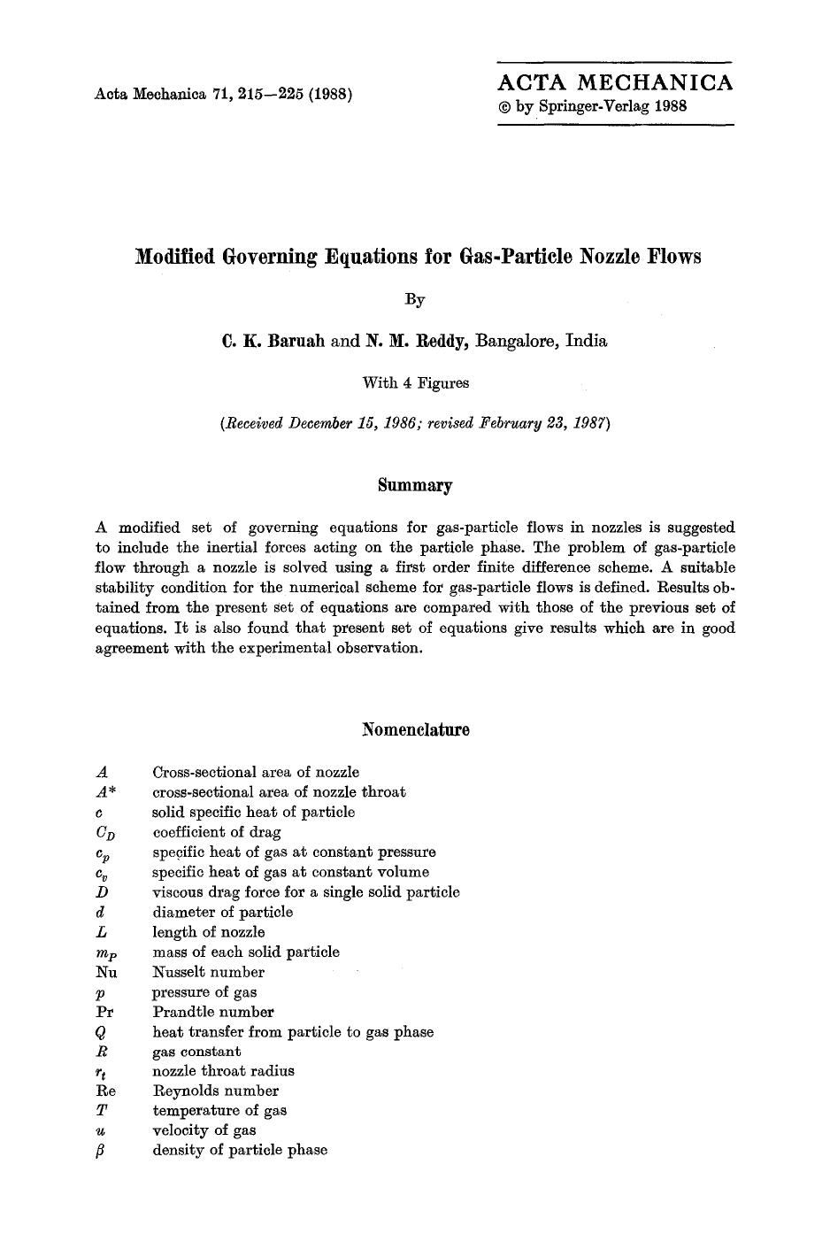 Modified governing equations for gas-particle nozzle flows by Unknown