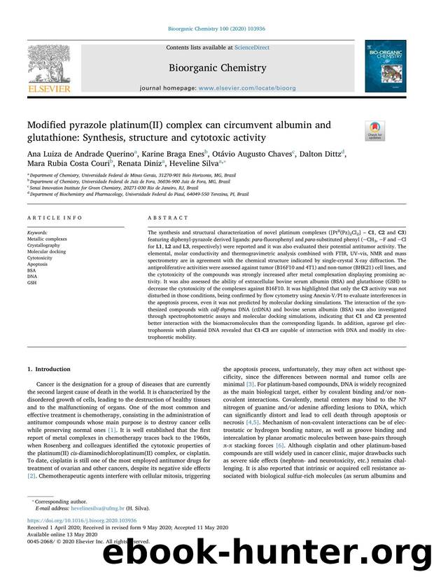 Modified pyrazole platinum(II) complex can circumvent albumin and glutathione_ Synthesis, structure and cytotoxic activity by unknow