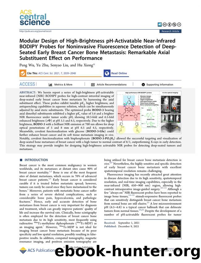 Modular Design of High-Brightness pH-Activatable Near-Infrared BODIPY Probes for Noninvasive Fluorescence Detection of Deep-Seated Early Breast Cancer Bone Metastasis: Remarkable A by Peng Wu & Yu Zhu & Senyao Liu & Hu Xiong (ORCID: g/0000-0003-4969-8158)