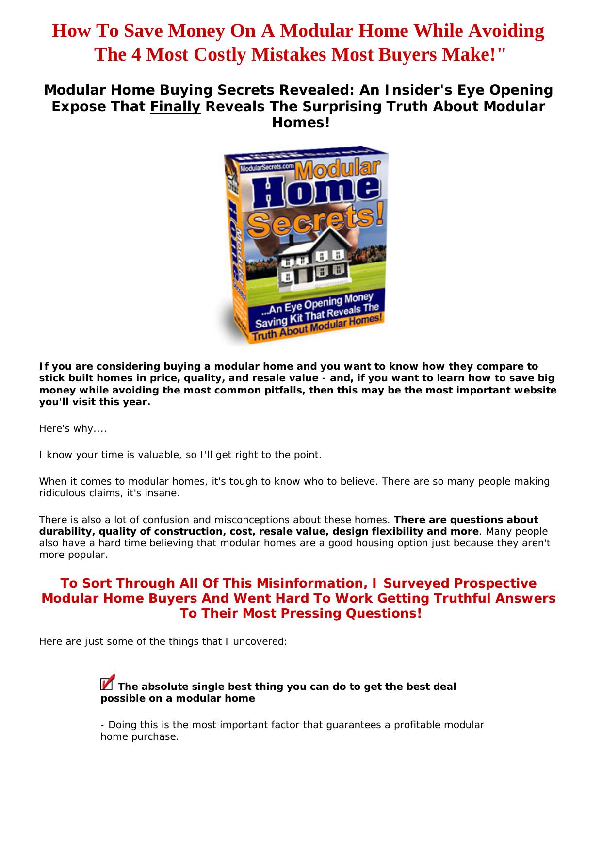 Modular Home Secrets. by Best of Kuszter's Collection