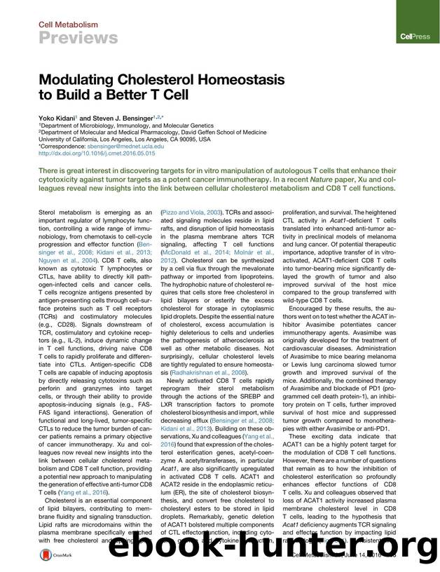 Modulating Cholesterol Homeostasis to Build a Better T Cell by Yoko Kidani & Steven J. Bensinger