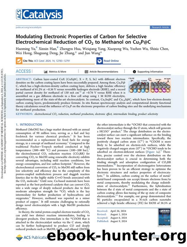 Modulating Electronic Properties of Carbon for Selective Electrochemical Reduction of CO2 to Methanol on Cu3P@C by unknow