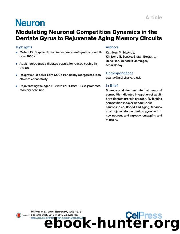 Modulating Neuronal Competition Dynamics in the Dentate Gyrus to Rejuvenate Aging Memory Circuits by unknow